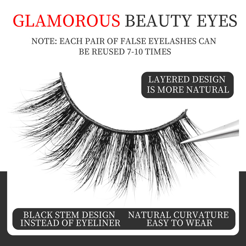 Faux Mink Lashes 3D Volume Natural Fluffy Wispies Cross False Eyelashes