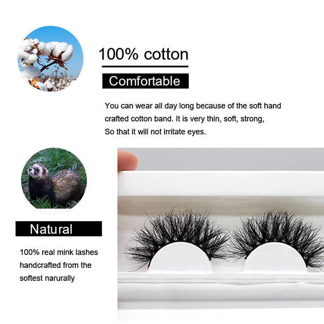 High Qquality Own Brand Label Private Band Cotton Band 3D Fluffy Real Mink Eyelashes avec boîtes d'emballage personnalisées