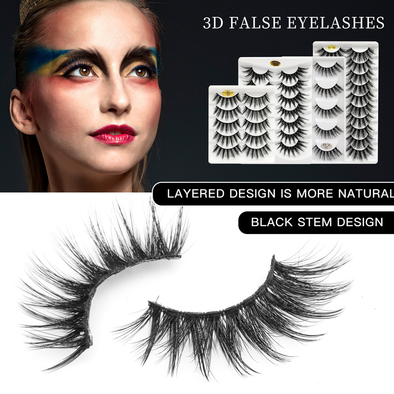  Cils Faux Cils Dramatique 20 MM Faux Cils De Vison Pack 7 Paires Wispy Long Épais Fluffy Strip Eye Lashes